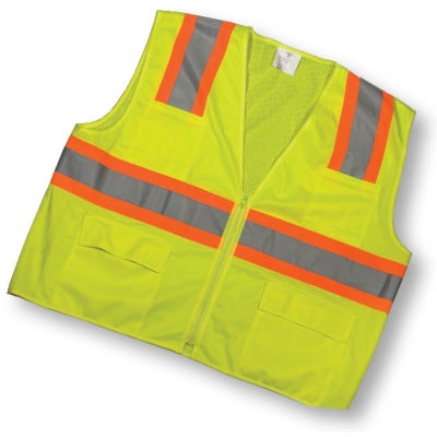 ANSI Class 2 Lime Surveyor Vest With Pouch Pockets