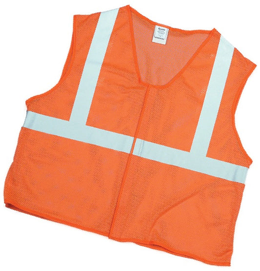ANSI Class 2 Orange Mesh Vest w/Silver Reflective